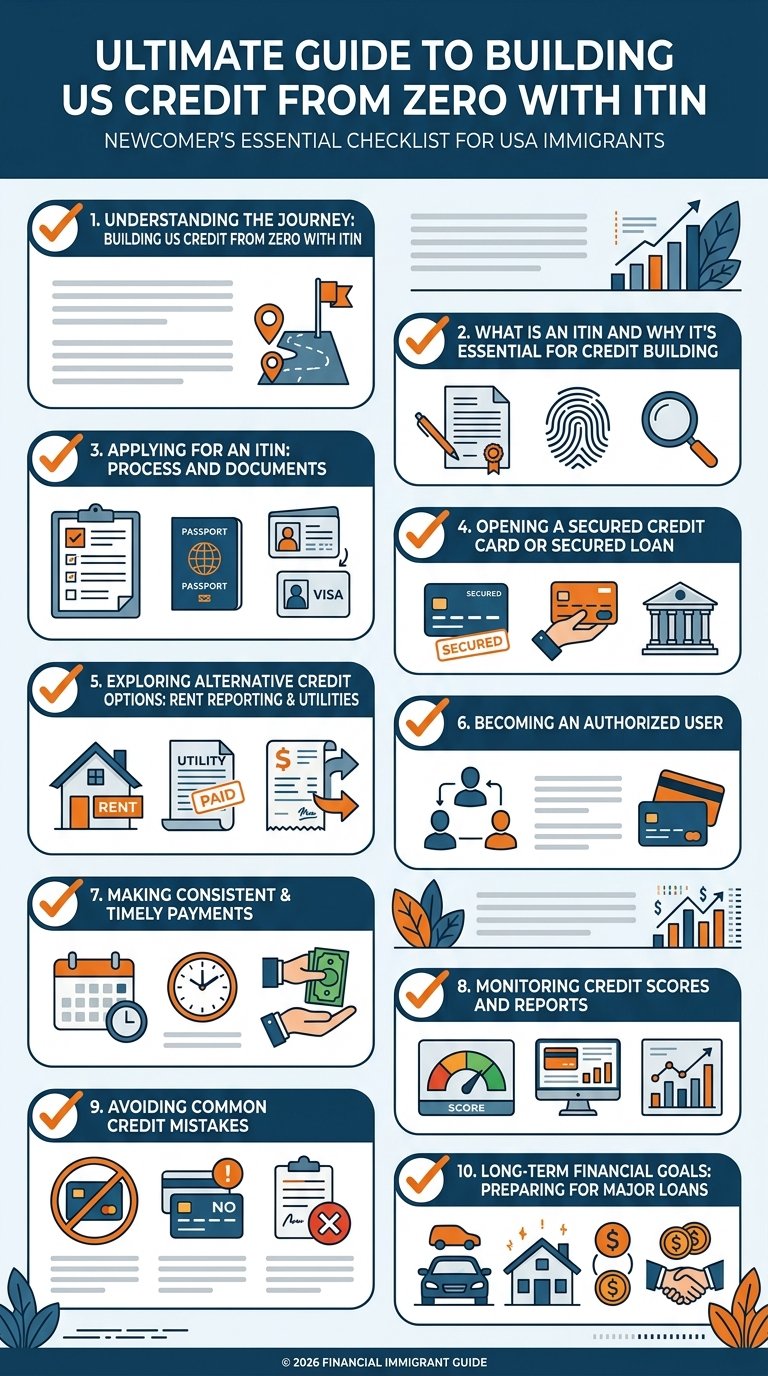 Building US credit from zero with an ITIN -- step-by-step checklist for USA newcomers