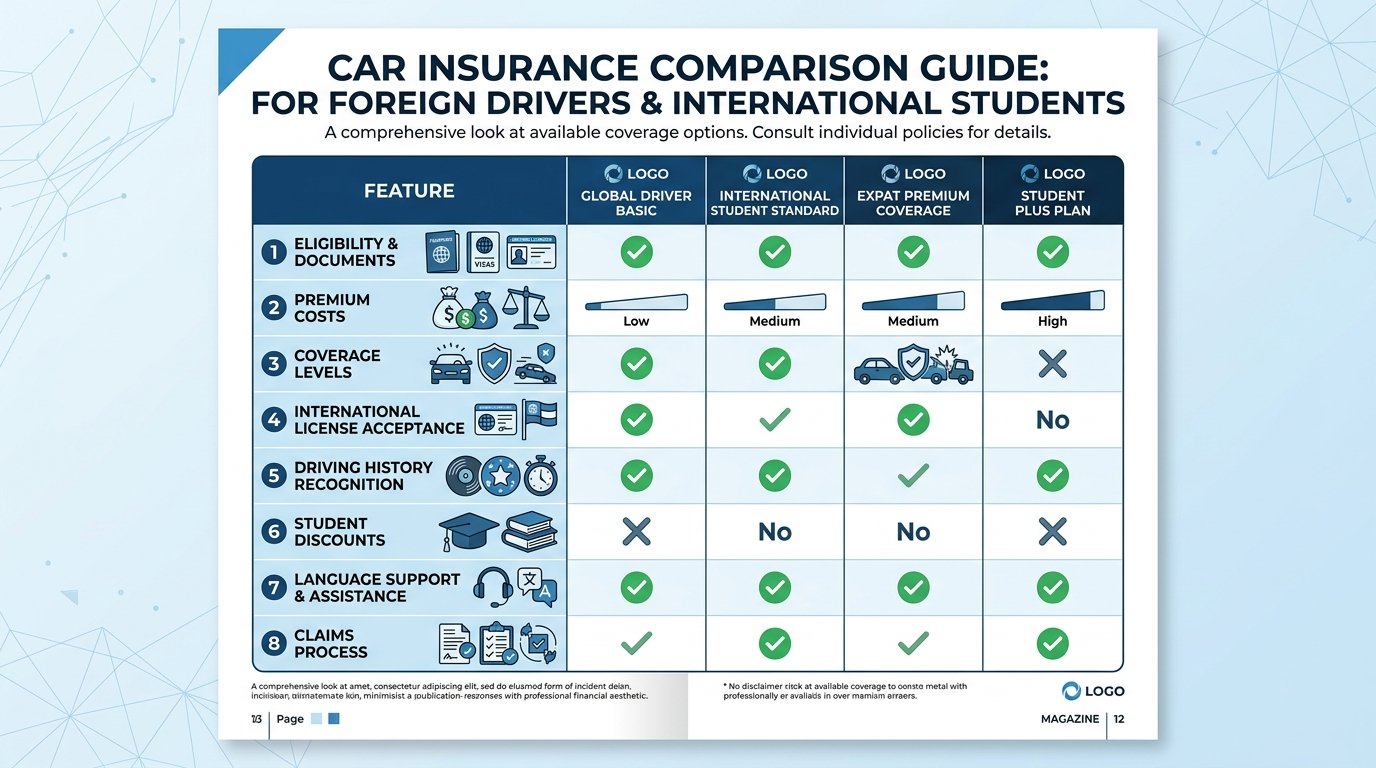 Comparison guide: car insurance for foreign drivers and international students options for newcomers