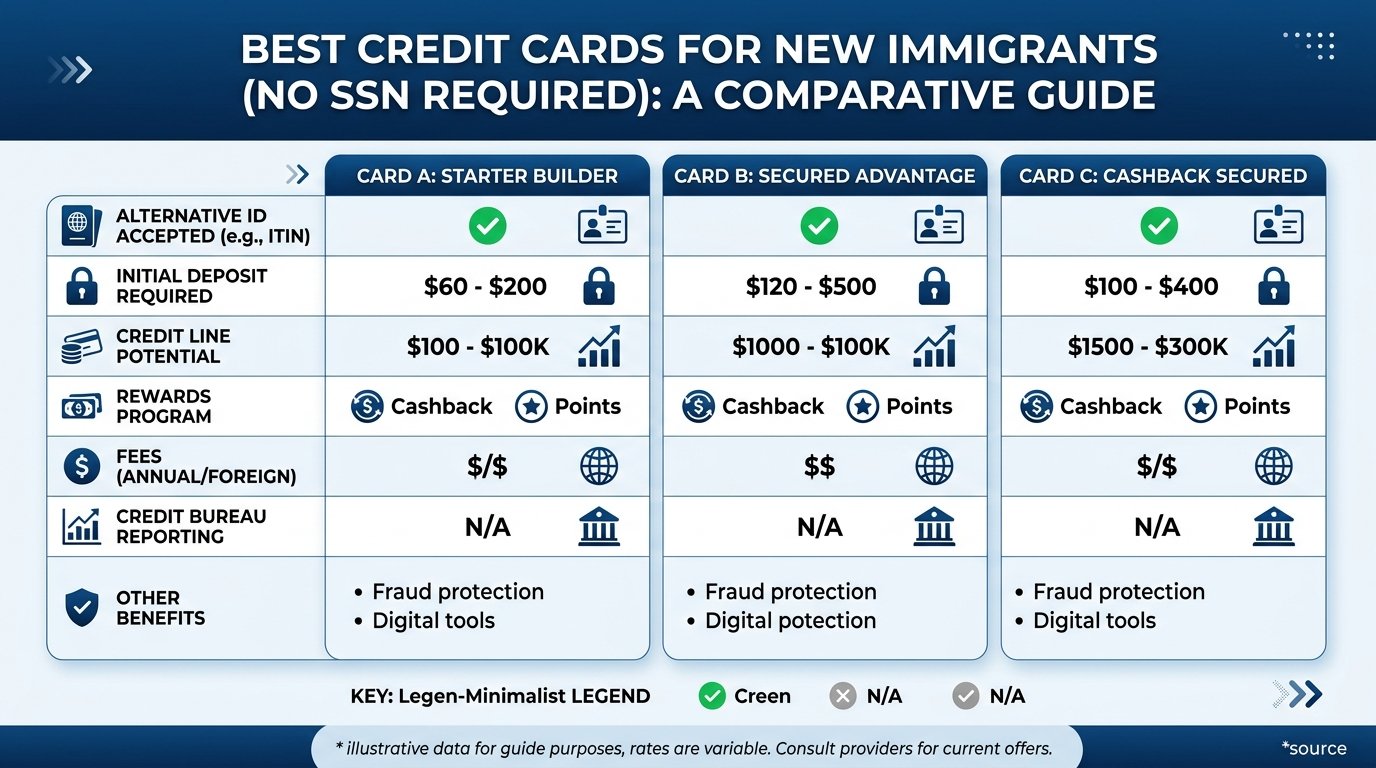 Comparison guide: best credit cards for new immigrants no ssn options for newcomers