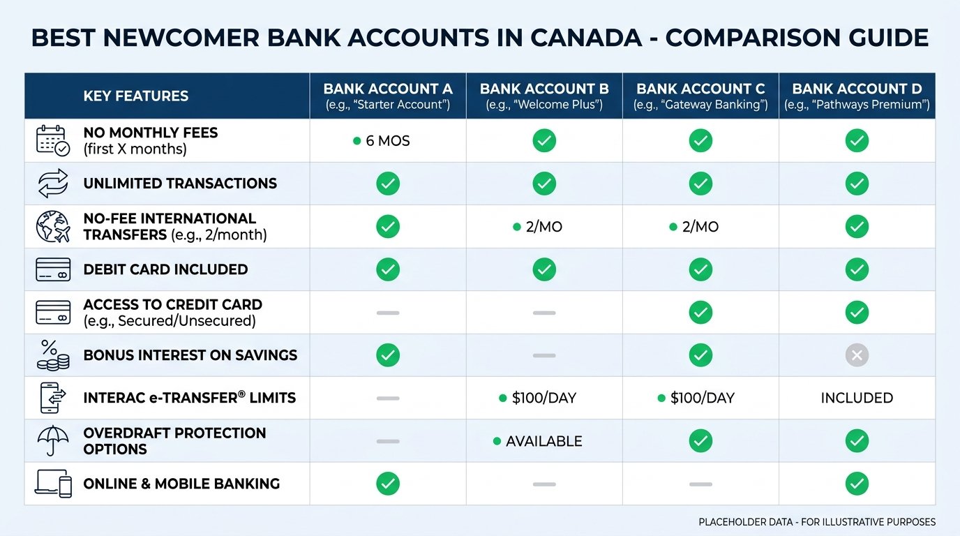 Comparison guide: best newcomer bank accounts in canada options for newcomers