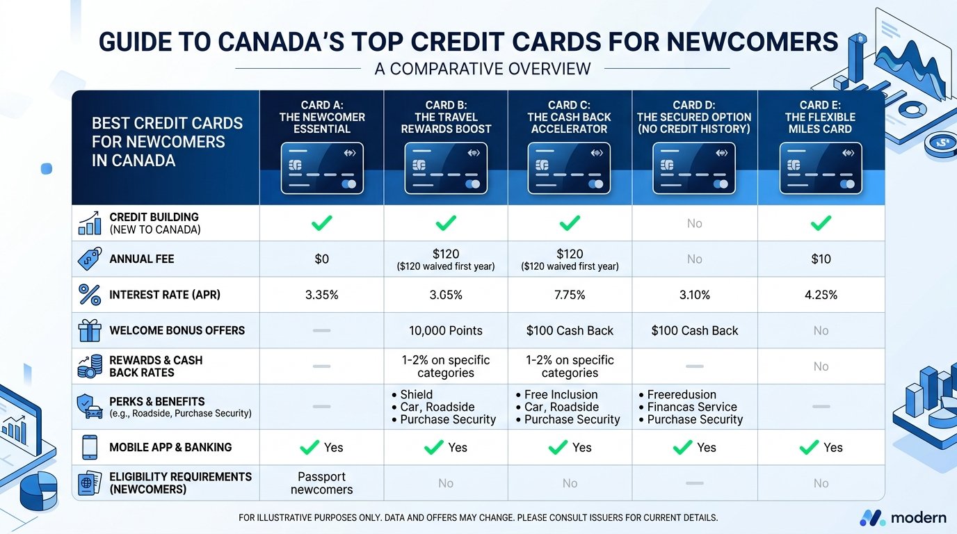 Comparison guide: best credit cards for newcomers in canada options for newcomers