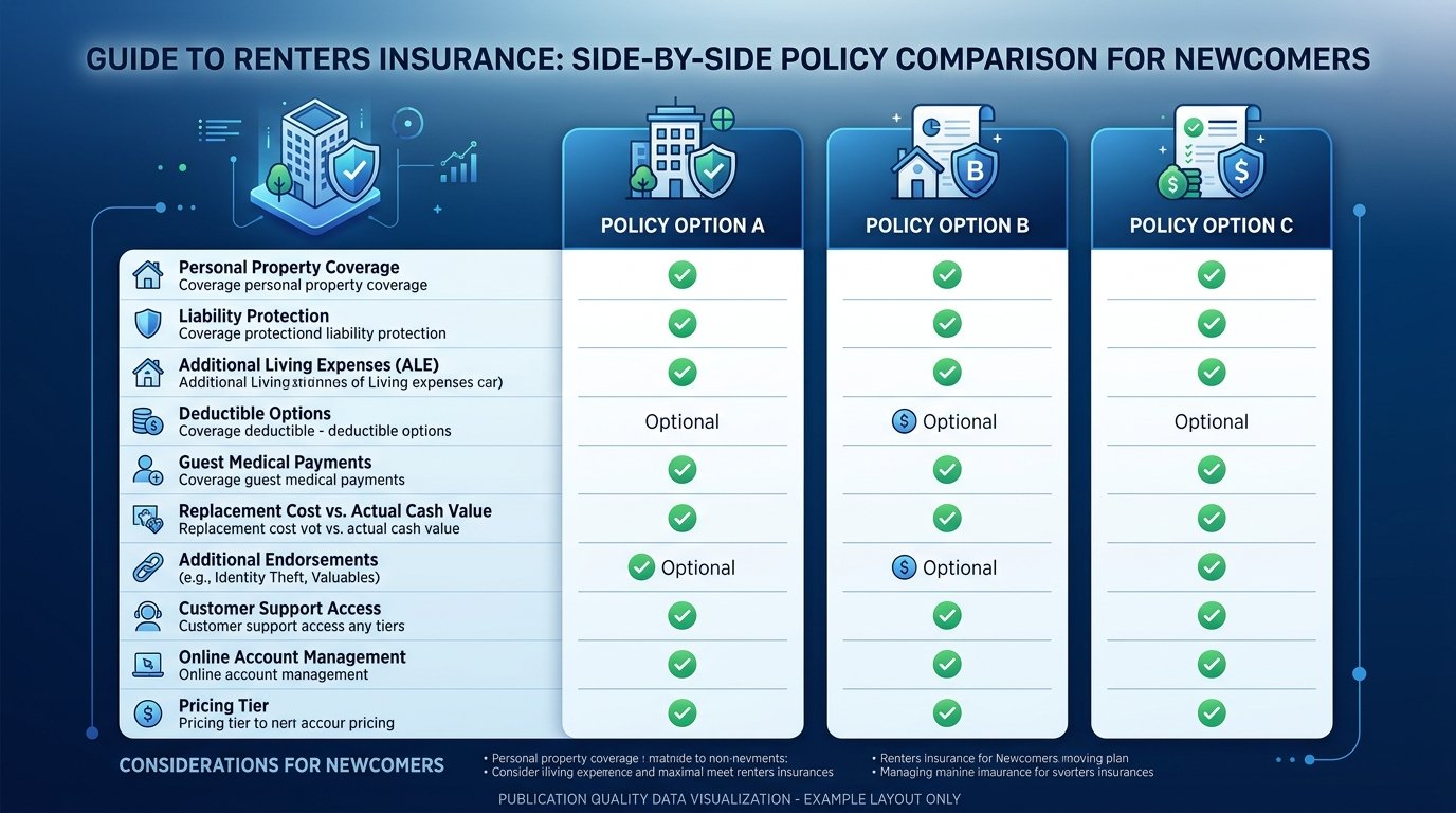 Renters insurance for newcomers -- comparison chart