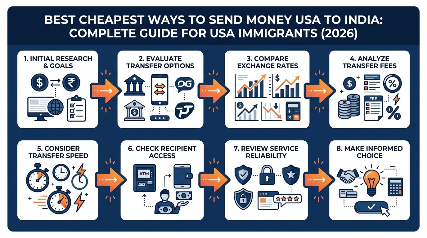 Step-by-step process for transferring money from the USA to India