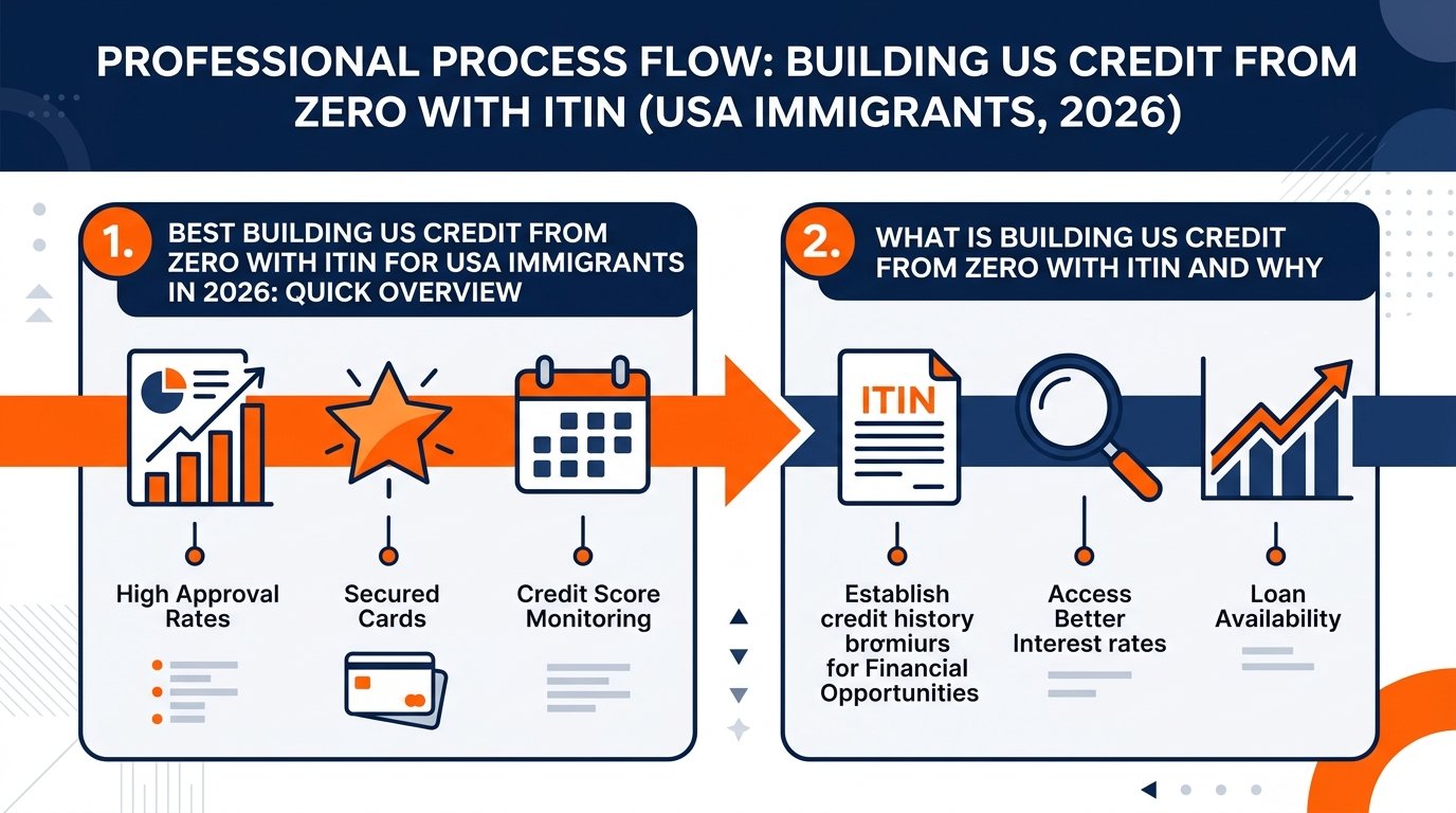 Building US credit from zero with an ITIN -- process diagram for newcomers