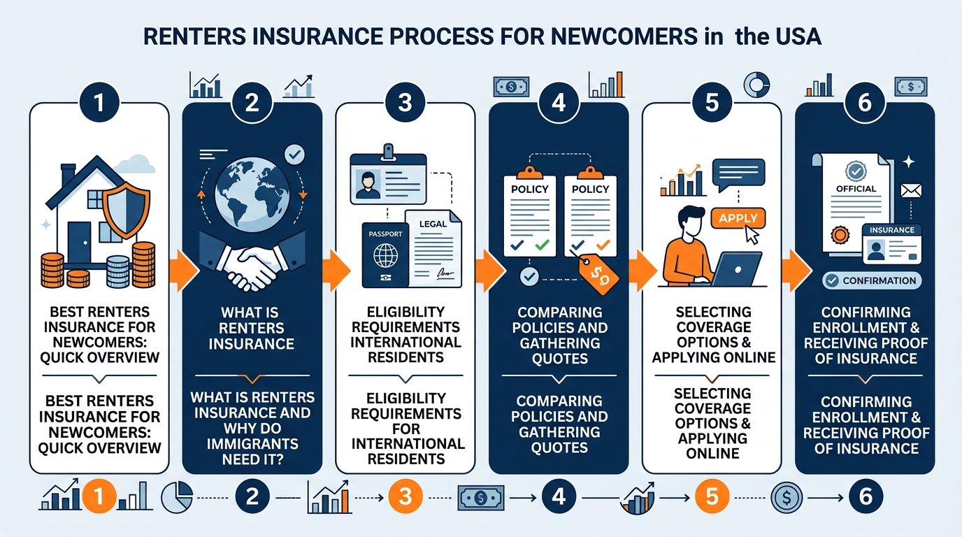 Renters insurance -- process diagram for newcomers